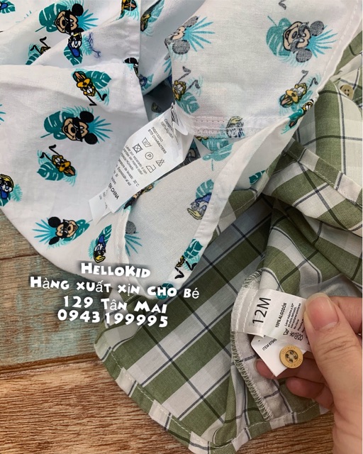 Áo somi mickey kẻ và nhiều hình