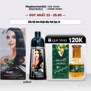 Dầu gội đen và gội nâu thảo dược đl collagen không dính da đầu 500mL - đl chính hãng