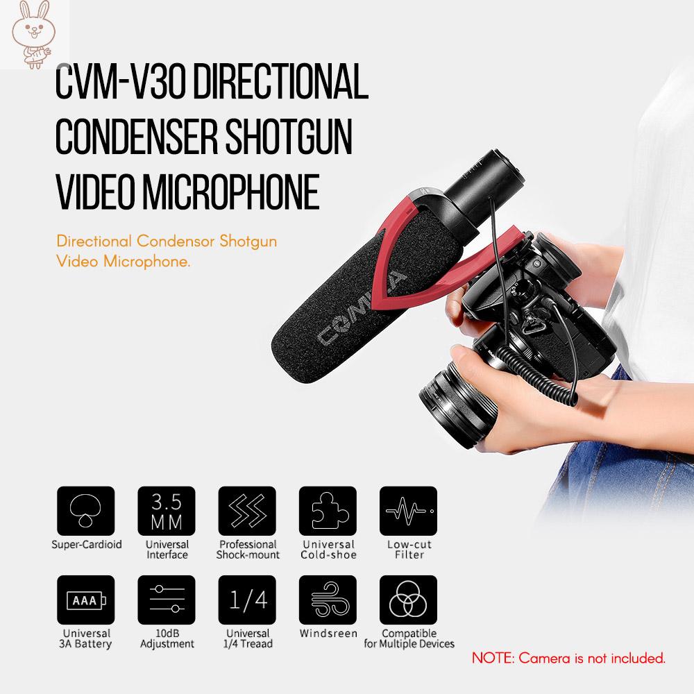 Only♥CoMica CVM-V30 PRO Super-Cardioid Directional Condenser Video Microphone Interview Mic with Wind Muff 3.5mm Interface Professional Shock Mount Universal Cold Shoe for DSLR Camera Camcorder