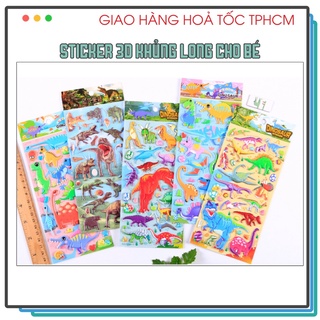 Sticker 3D chống thấm hình khủng long dán cho bé đồ chơi dán giải trí học thêm về khủng long