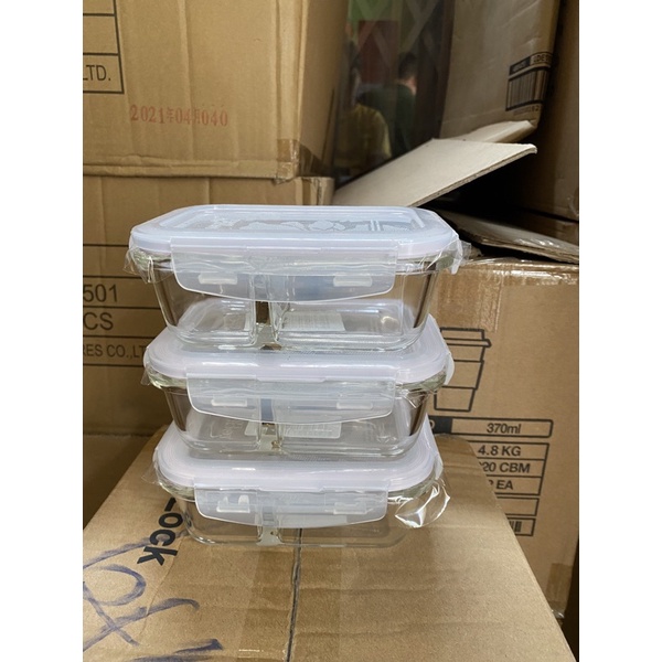 [LOCK&amp;LOCK] HỘP THUỶ TINH CHỊU NHIỆT CHIA 2 NGĂN DUNG TÍCH 380ML - LLG422C-1