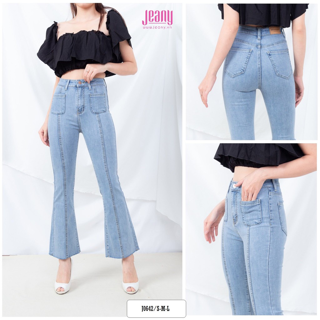 Quần Ống Loe Màu Nhạt Có 2 Túi Phía Trước J0642 - Jeany