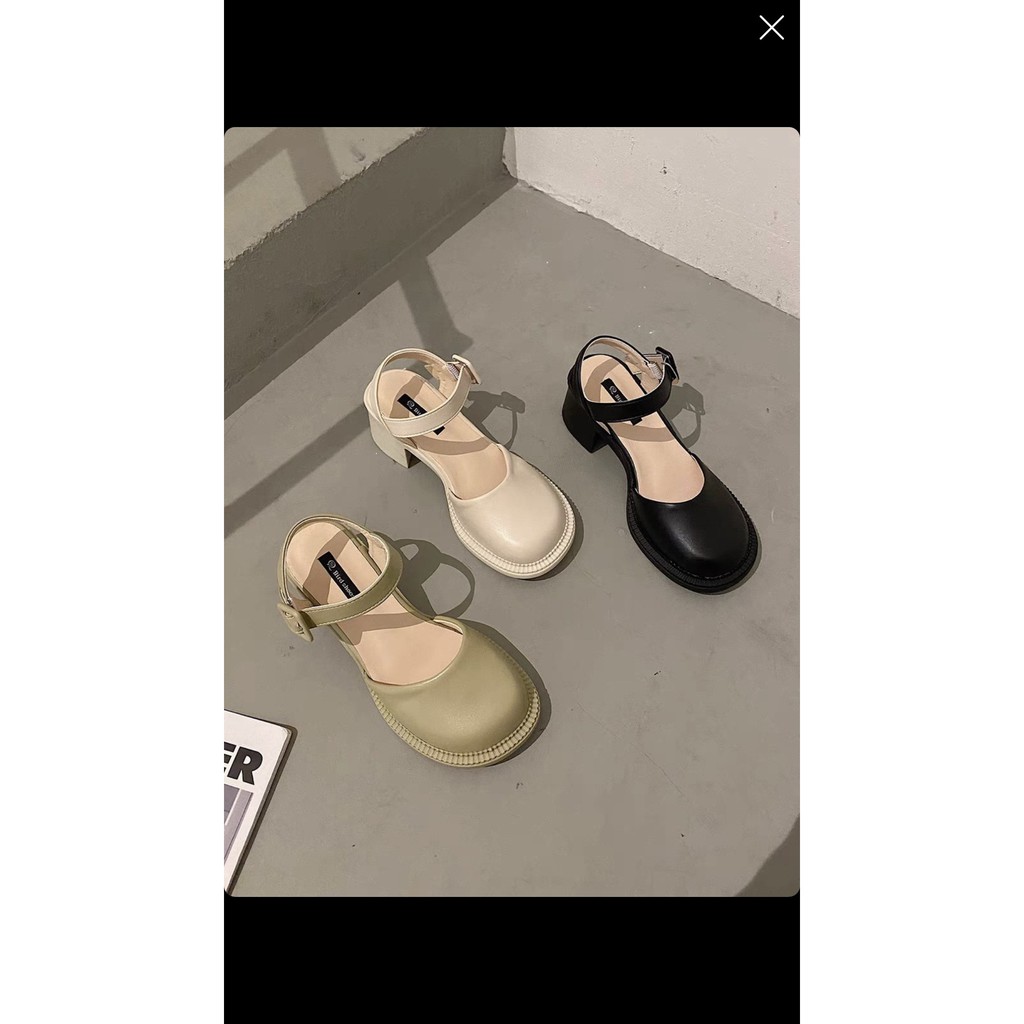 Giày nữ phong cách Ulzzang- Order Taobao |Giày nữ gót vuông 5 cm siêu xinh