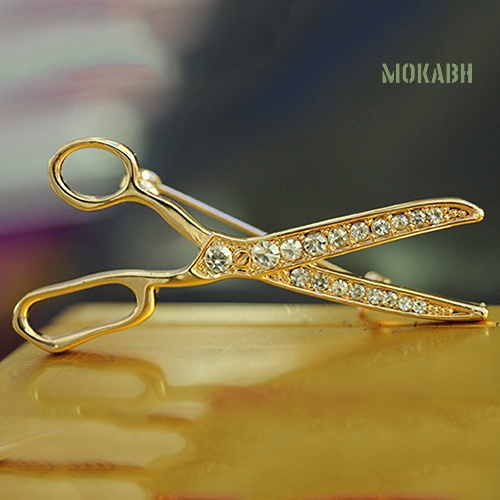 [Ghim Cài Áo &amp; Ghim Cài Hình Cây Kéo Mạ Vàng Đính Kim Cương Giả Đáng Yêu Làm Quà Tặng Giáng Sinh Tốt Nhất