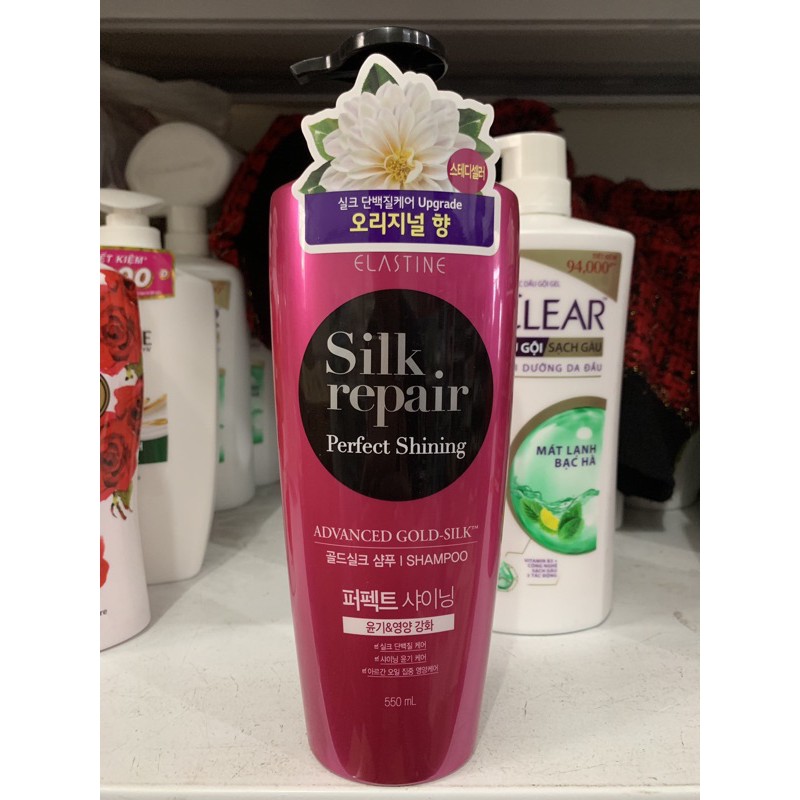Dầu Gội  Chăm Sóc Nuôi Dưỡng Tóc Elastine Silk Repair Perfect Shining Gold Silk 550ml(mầu đỏ)