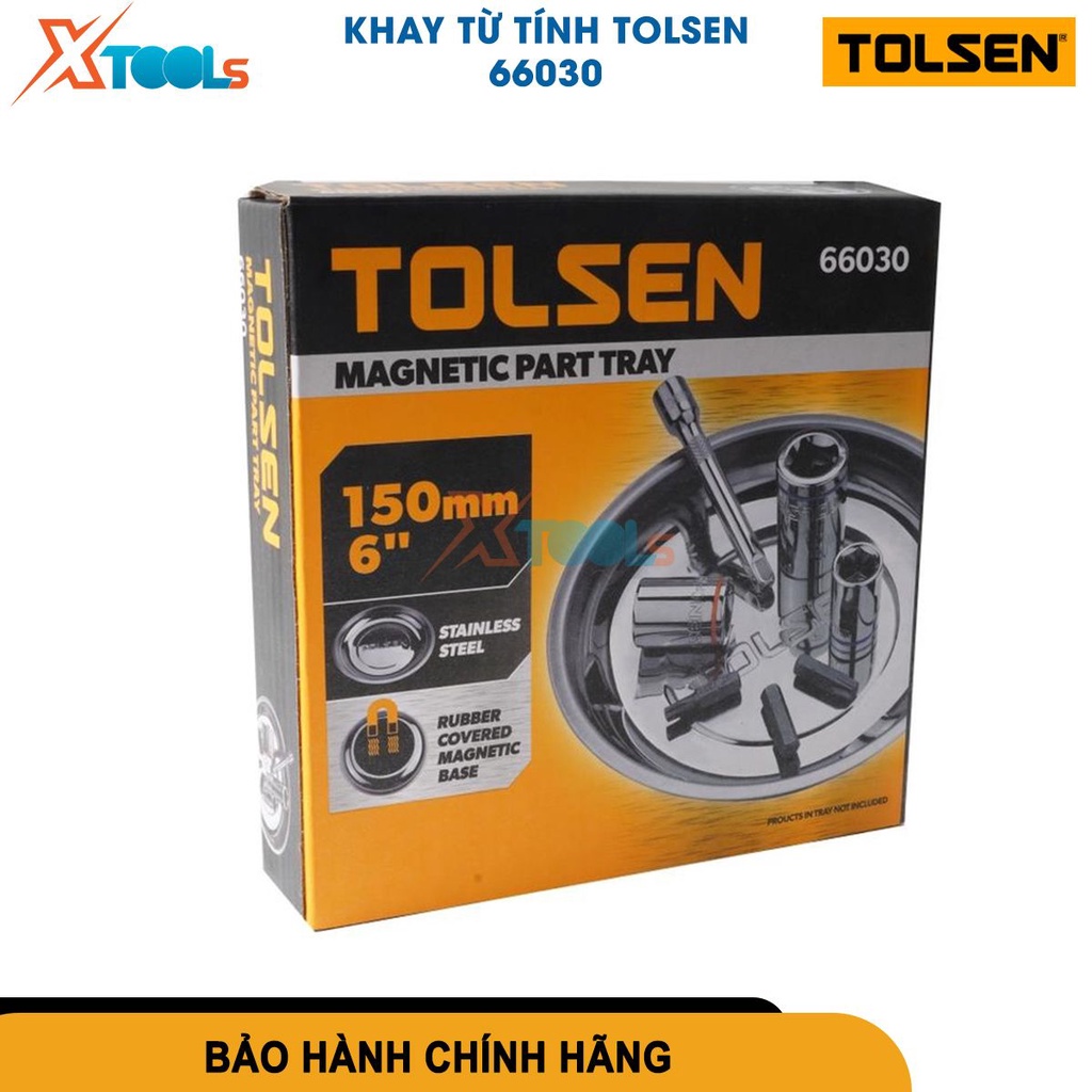 Đĩa nam châm TOLSEN 66030 6inch, khay từ tính thép không gỉ đế phủ cao su đựng bulong ốc vít đinh tán[CHÍNH HÃNG][XTOOLS