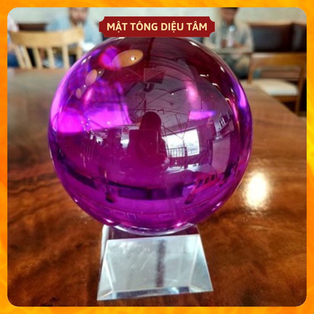 Quả Cầu Phong Thủy Thủy Tinh Tím - Hợp Mệnh Hỏa, Mệnh Thổ - Tặng Kèm Đế
