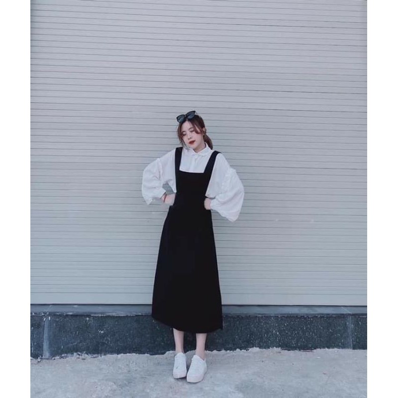 Sét váy yếm kèm áo sơ mi tiểu thư siêu xinh ( ảnh thật) | BigBuy360 - bigbuy360.vn