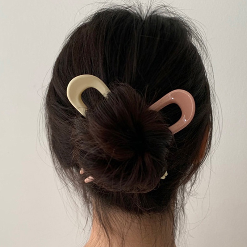 Trâm cài tóc thiết kế hình chữ U màu sắc kẹo ngọt phong cách vintage thời trang