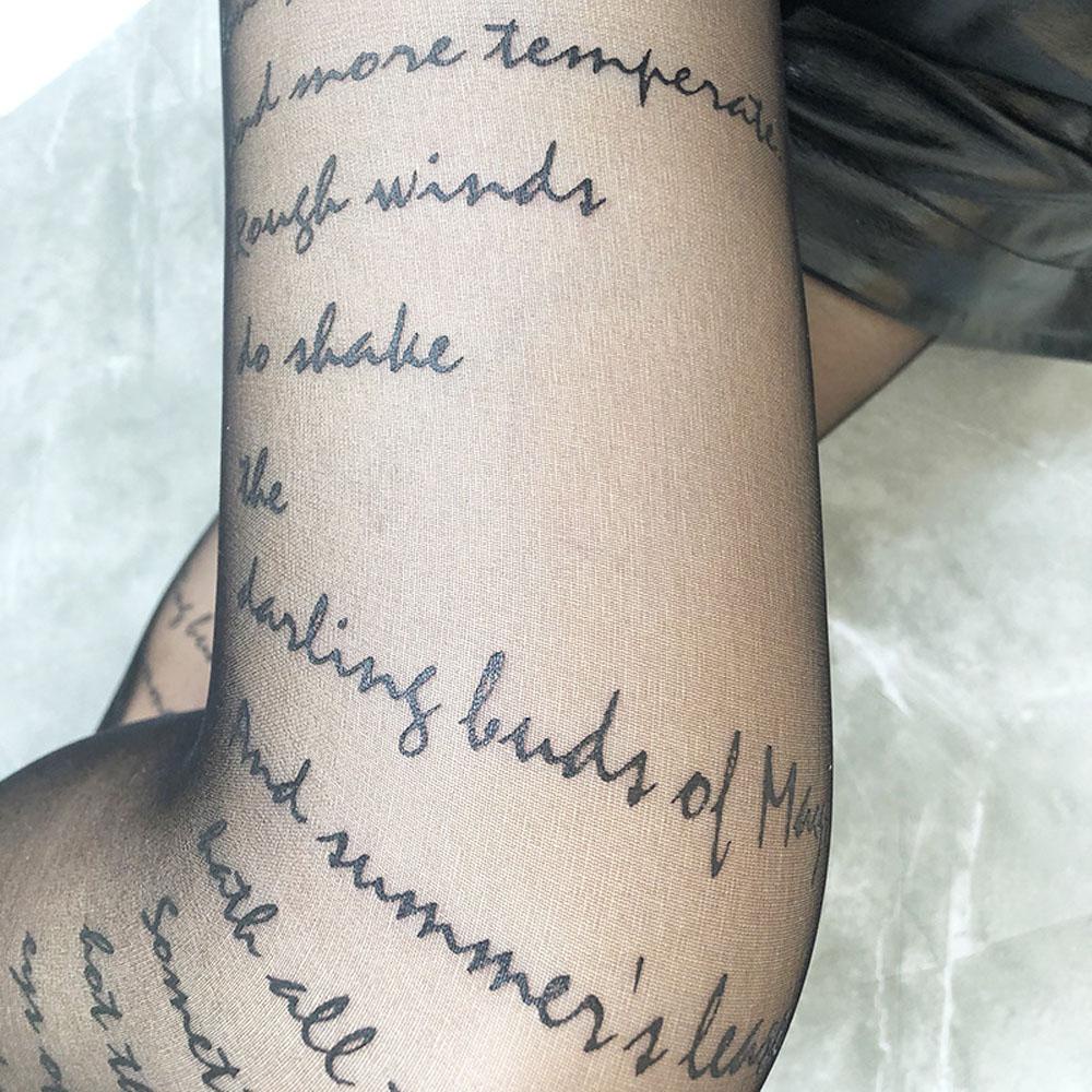 Quần Tất Nylon Mỏng Trong Suốt In Họa Tiết Chữ Thời Trang Dự Tiệc Cho Nữ