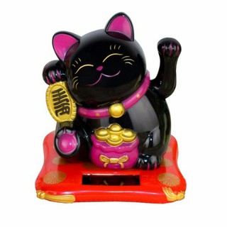 Mèo vẫy tay năng lượng mặt trời (đen)