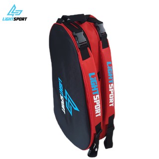 Bao vợt cầu lông LIGHTSPORT 4 ngăn màu đỏ đen