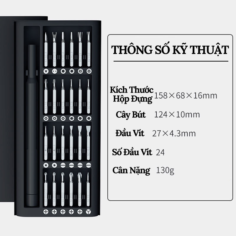 Bộ Tua Vít Đa Năng, Bộ Tô Vít Đa Năng Mini 24 Đầu Nhỏ Sửa Điện Thoại, Mở Laptop, Mắt Kính, Đồng Hồ SONHOUSE