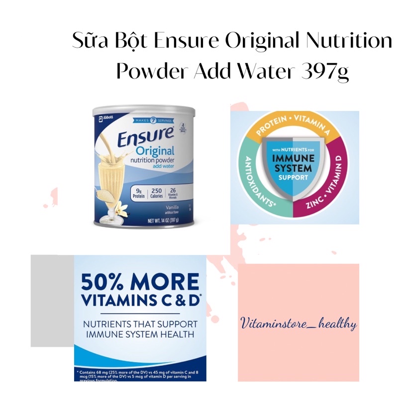 Sữa Bột Ensure Original Nutrition Powder Add Water 397g