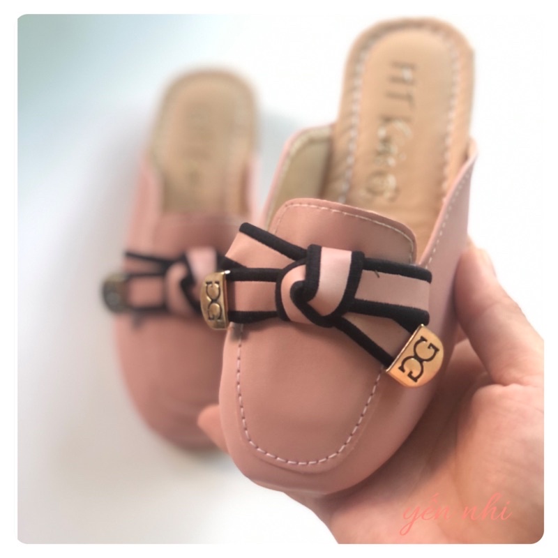 Giày sục cho bé,Sục nơ ấu da Pu mềm phong cách Hàn Quốc bé gái 2-10 tuổi