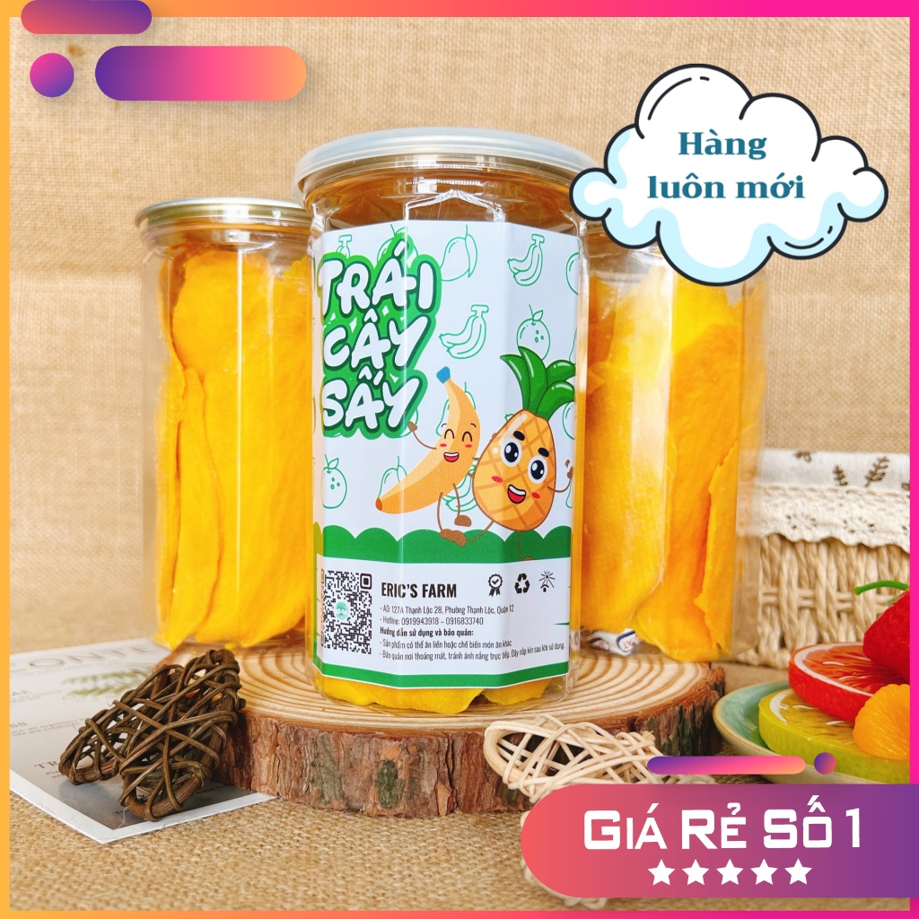 Xoài sấy dẻo không đường Eric's Farm 300g, ngọt thơm, ăn vặt Sài Gòn giá rẻ