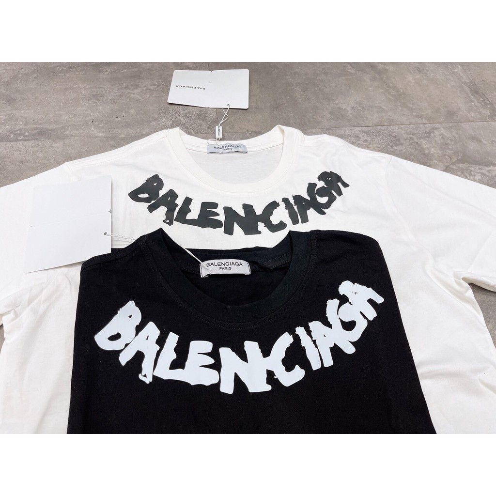Áo thun Balencia viền chữ cổ nam-nữ ,chất cotton thấm hút mồ hôi cao cấp