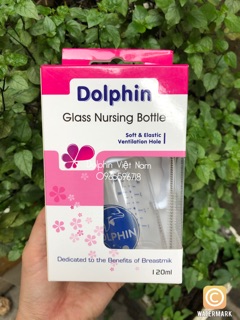 Bình sữa thuỷ tinh cao cấp Dolphin 120ml