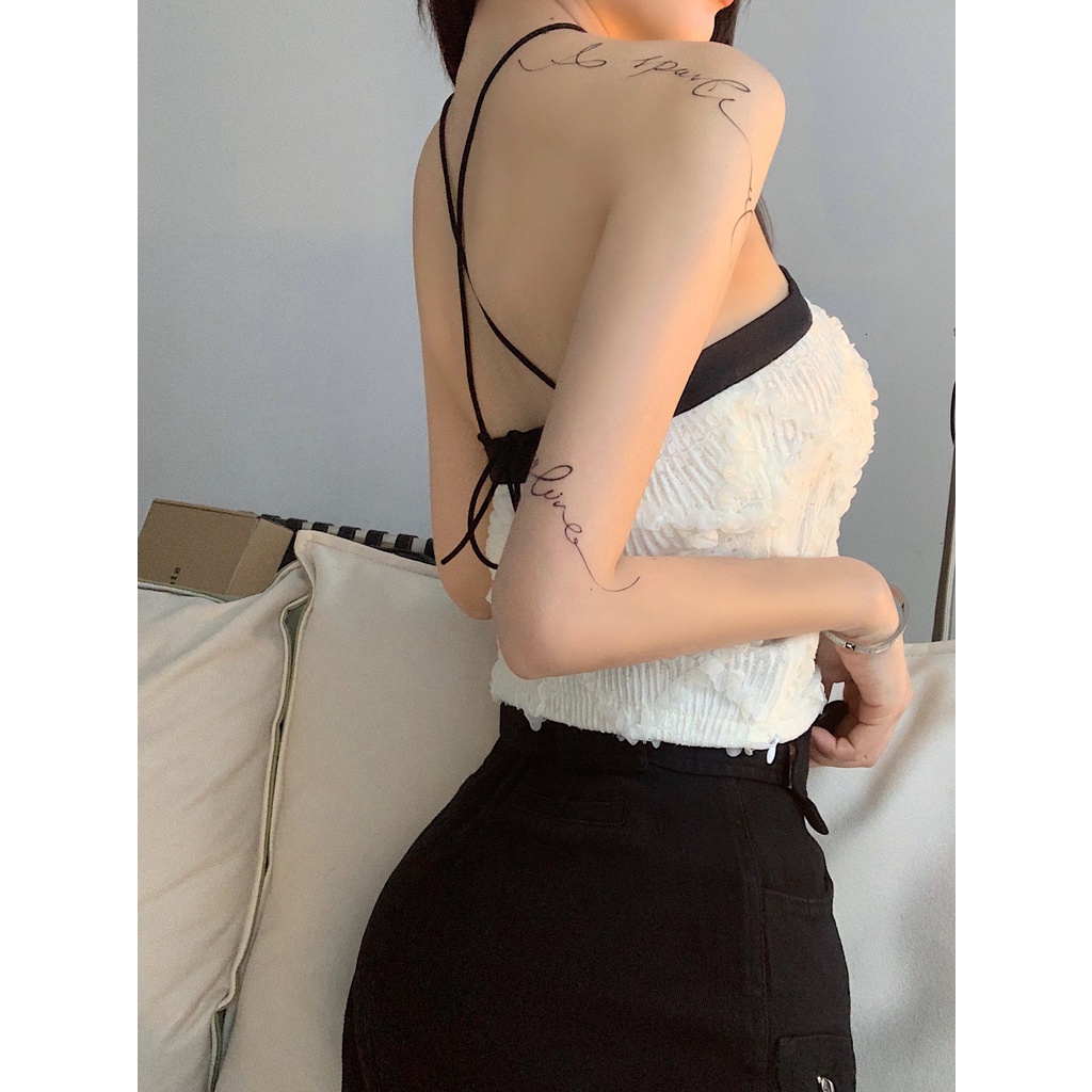 Áo croptop hai dây QKOOLE màu trơn phong cách Hàn Quốc gợi cảm dành cho nữ