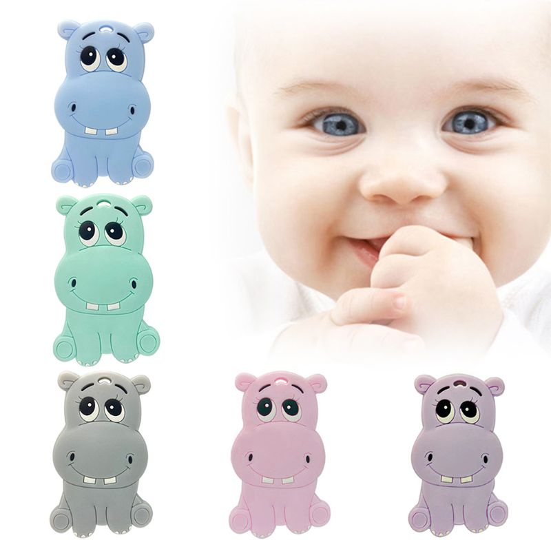 Đồ Chơi Ngậm Nướu Hình Hà Mã Hoạt Hình Bằng Silicon Dễ Thương Cho Bé