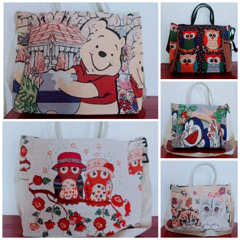 Túi làn thổ cẩm nhiều hình đẹp vừa A4