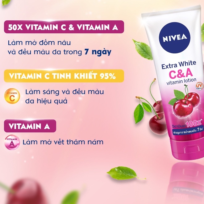(70ml/ 180ml) Sữa dưỡng thể dưỡng trắng Nivea Extra White Vitamin Lotion