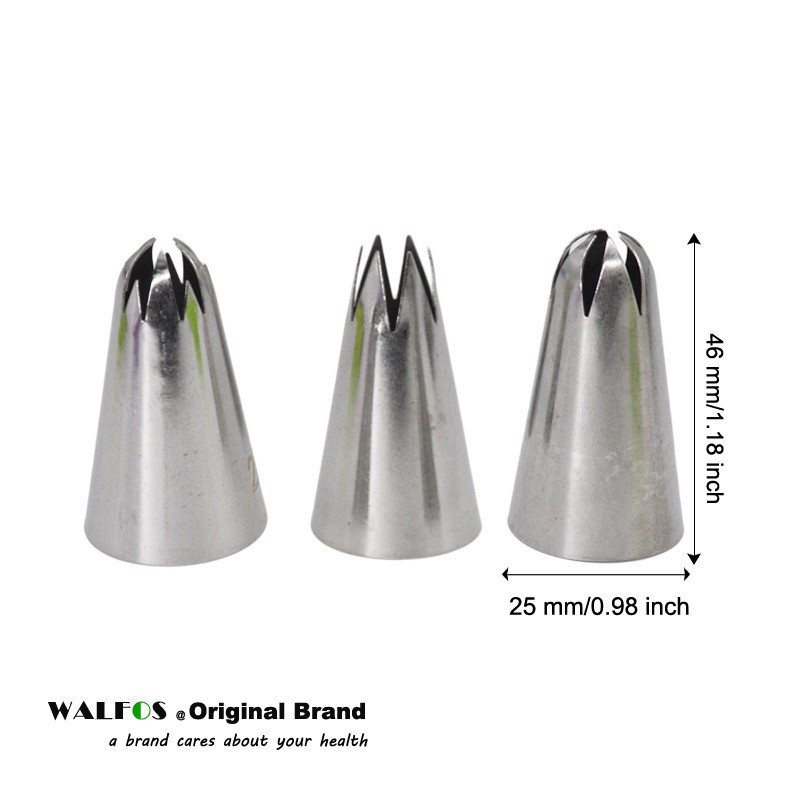 Bộ 3 vòi làm kem bằng thép không gỉ Walfos giúp trang trí bánh kem dễ dàng