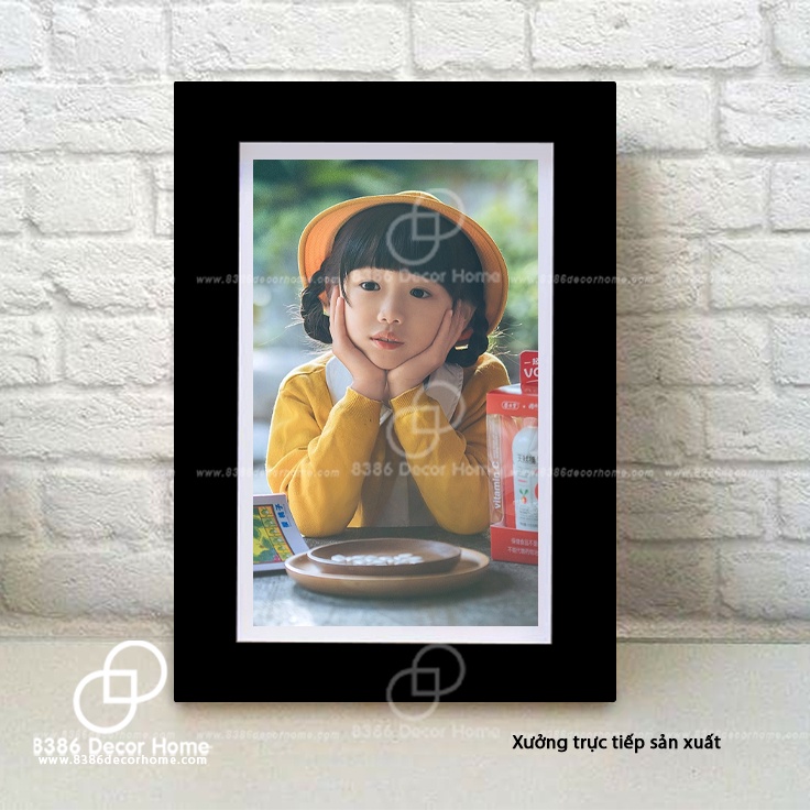 Khung ảnh A5 màu đen trơn (Sơn màu từ gỗ thông thật)