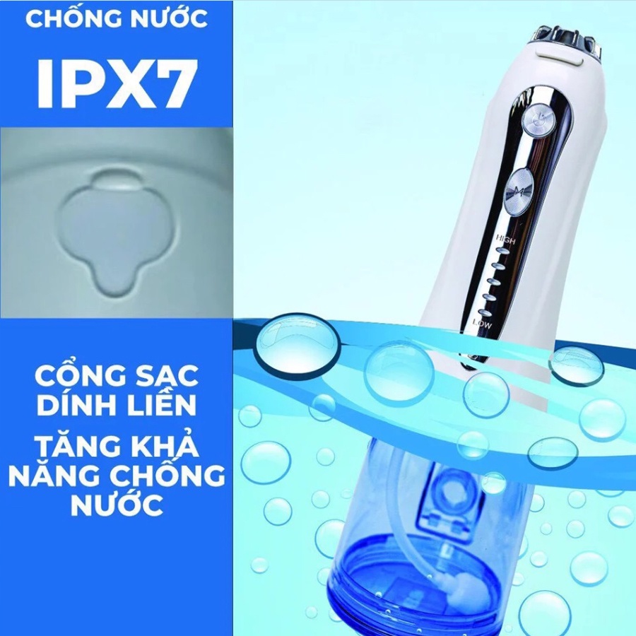 Máy tăm nước cao cấp cầm tay H2OFloss HF9P - Tặng Kèm Túi Đựng - Công Nghệ Chống Nước IPX7 - Phiên Bản Mới Nhất 2022