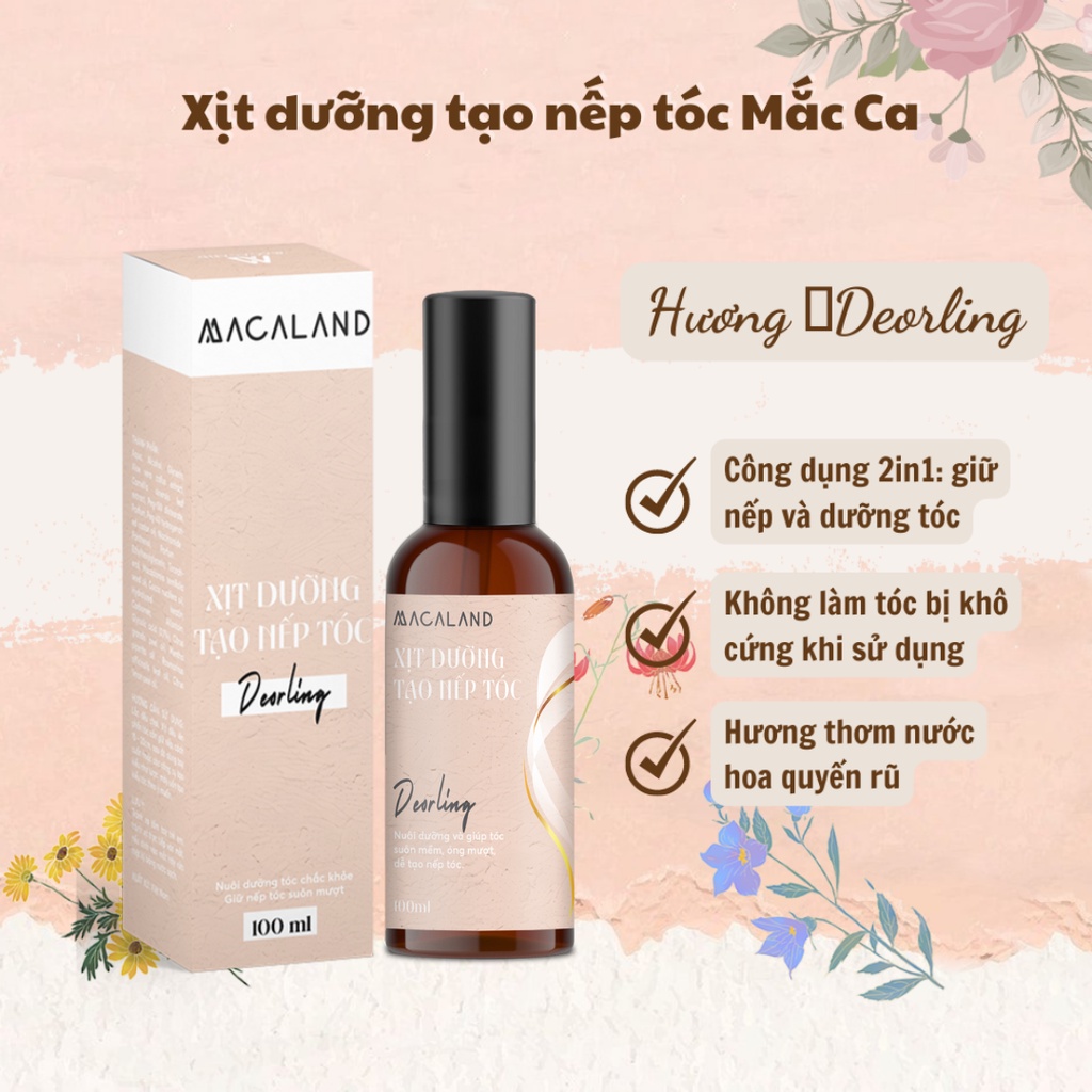 Xịt giữ nếp tạo kiểu và dưỡng tóc 2in1 mềm mượt 100ml MACALAND hương nước hoa lưu hương lâu - NaturalMart