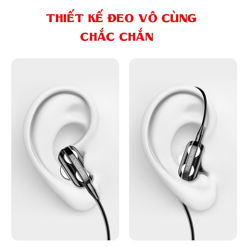 Tai Nghe Chống Ồn Cao Cấp WJHH Super Bass 2020 Thế Hệ Mới Siêu Cao Cấp, Loa kép, Tai Phone Có Dây