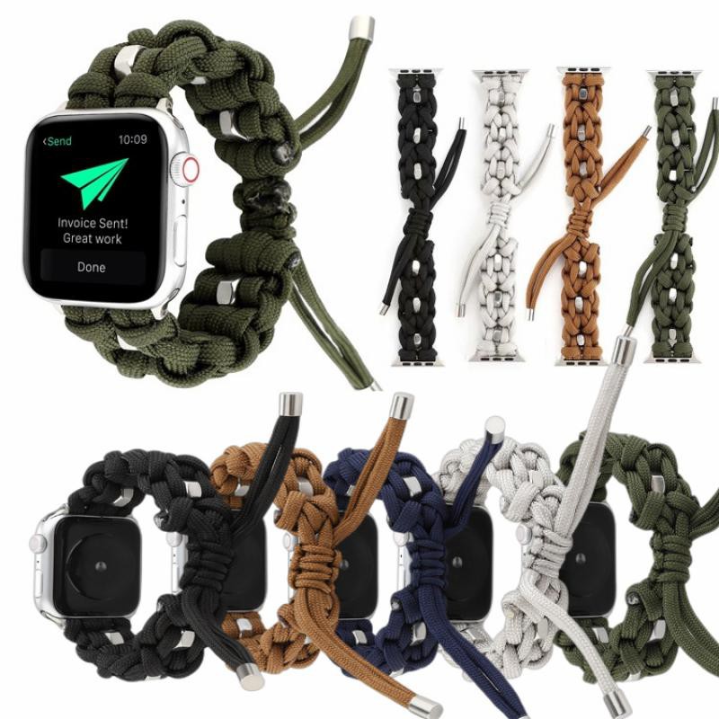 BR Apple Watch màu vải bện dây đai 38mm 40mm 42mm 44mm cho iWatch Series 6 SE 5 4 3 2 1 dây đeo tay nữ có thể điều chỉnh