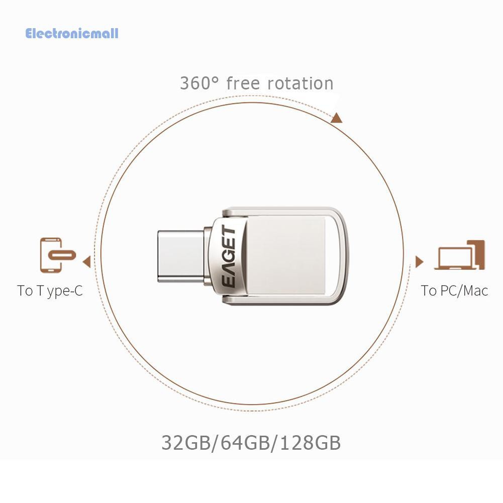 Thẻ nhớ USB 3.0 EAGET CU20 bằng kim loại nối đầu Type-C OTG mini tiện dụng | BigBuy360 - bigbuy360.vn