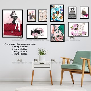[Kèm Ảnh] Bộ Ảnh Treo Tường Trang Trí Shop Thời Trang, Shop Túi Xách Đẹp, Hiện Đại Tặng Kèm Đinh Treo Tranh - Khung Hình