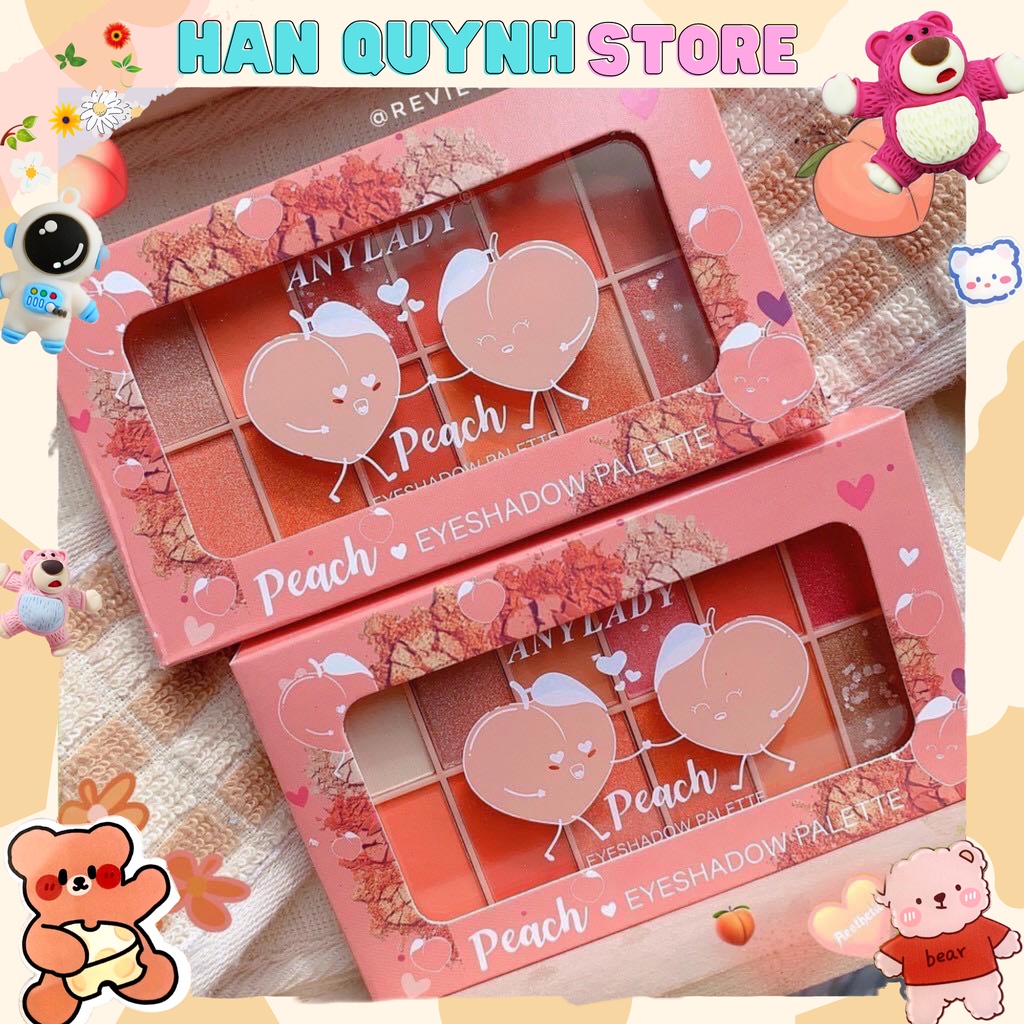 Phấn mắt 12 ô quả đào ANYLADY beach blush tone cam hồng nhũ