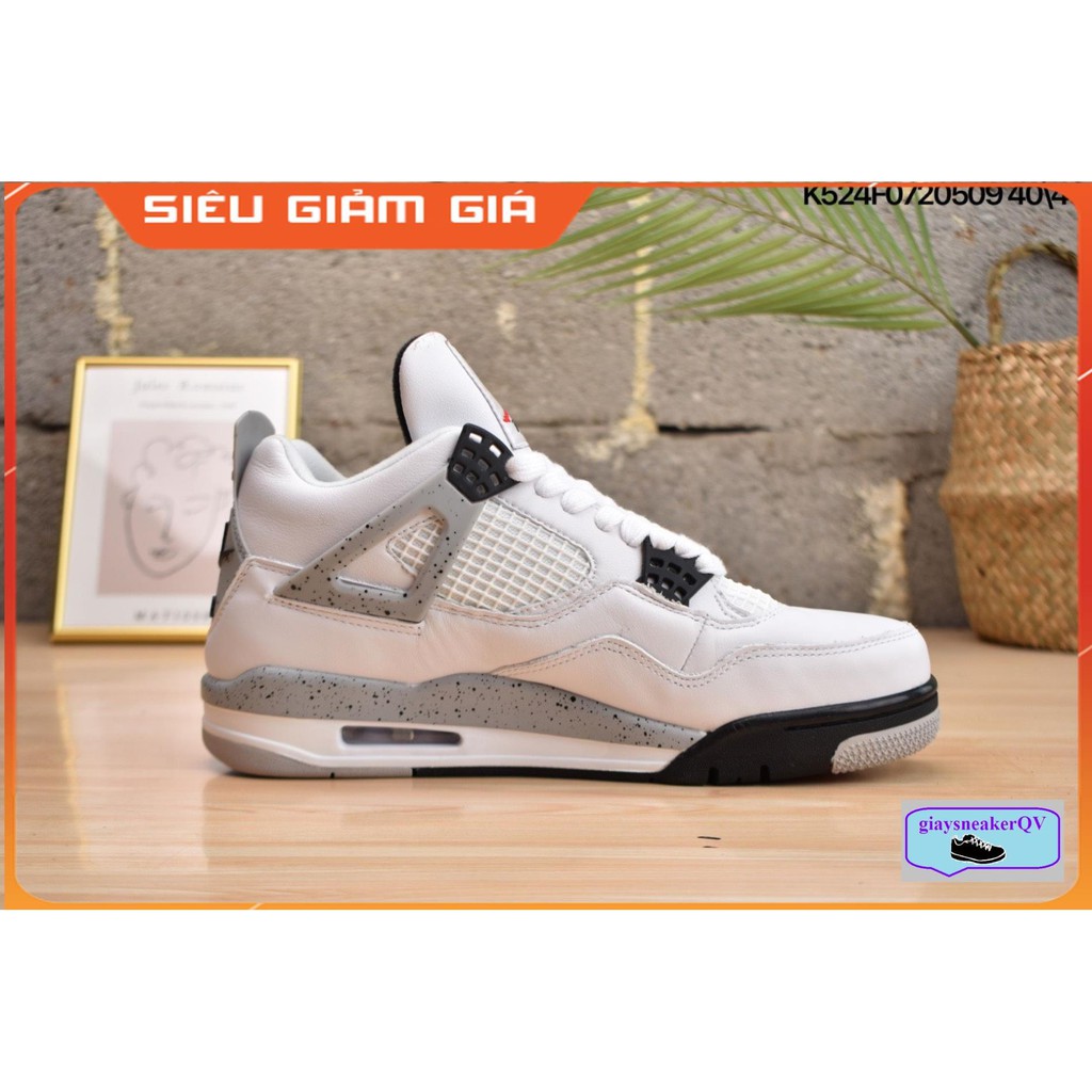 Giày thể thao Air Jordan 4 Retro OG cement siêu đẹp, sang chảnh dành cho nam và nữ , dây giày đỏ JD4