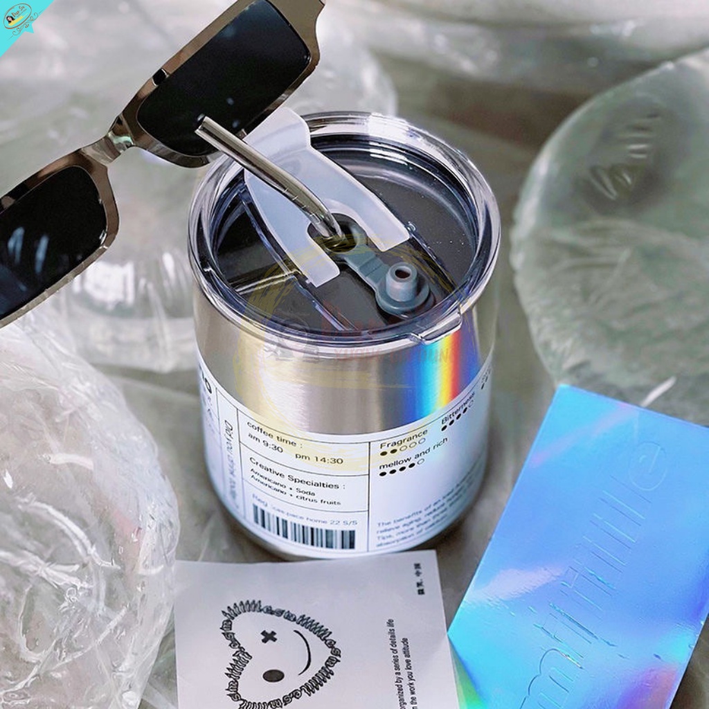Cốc Nước Giữ Nhiệt Iced Americano 350ML Giữ 6H Mini Ly Giữ Nhiệt Có Ống Hút Ly Uống Coffee Bình Giữ Nhiệt Inox 304 DunSu