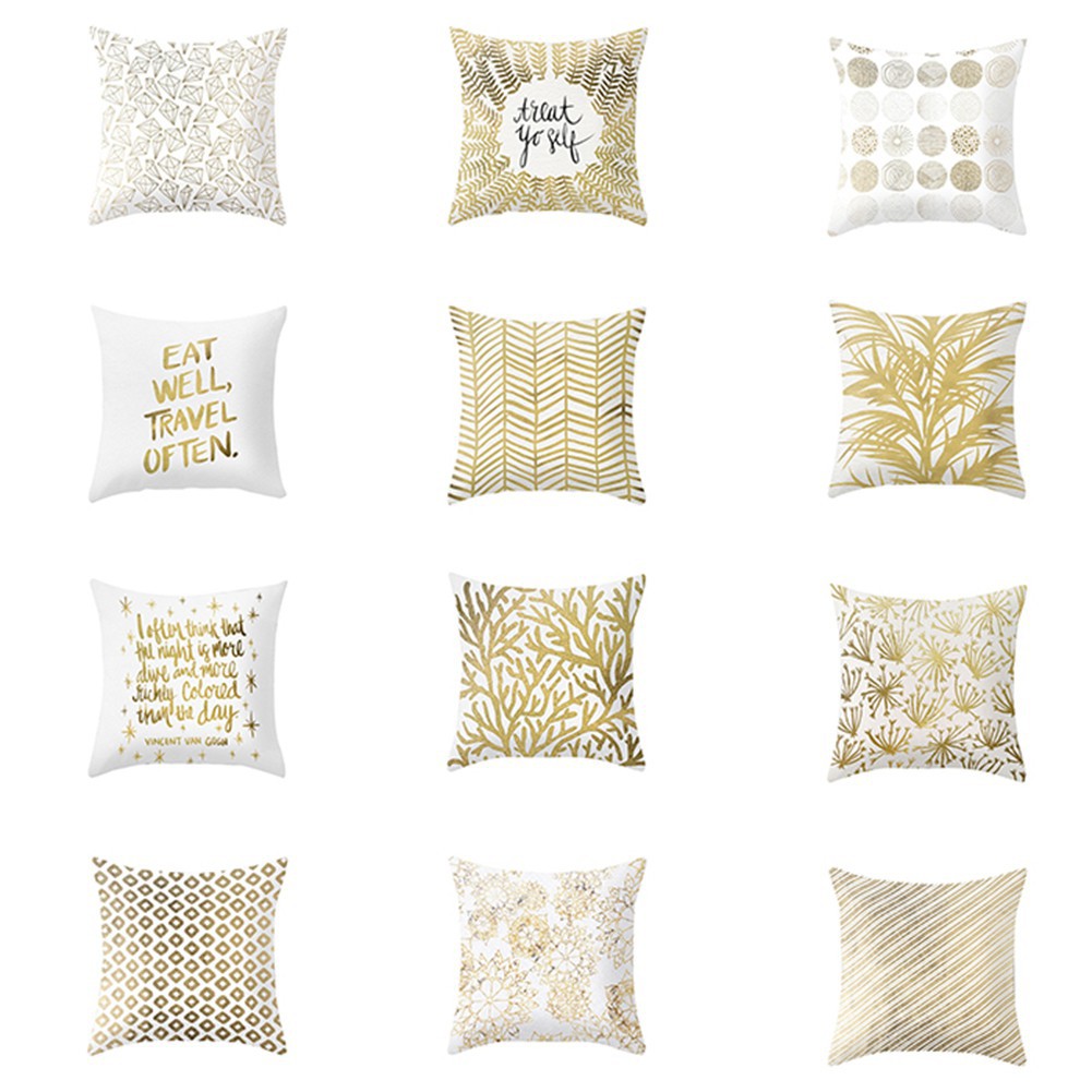 Vỏ gối họa tiết tông vàng sang trọng cho ghế sofa