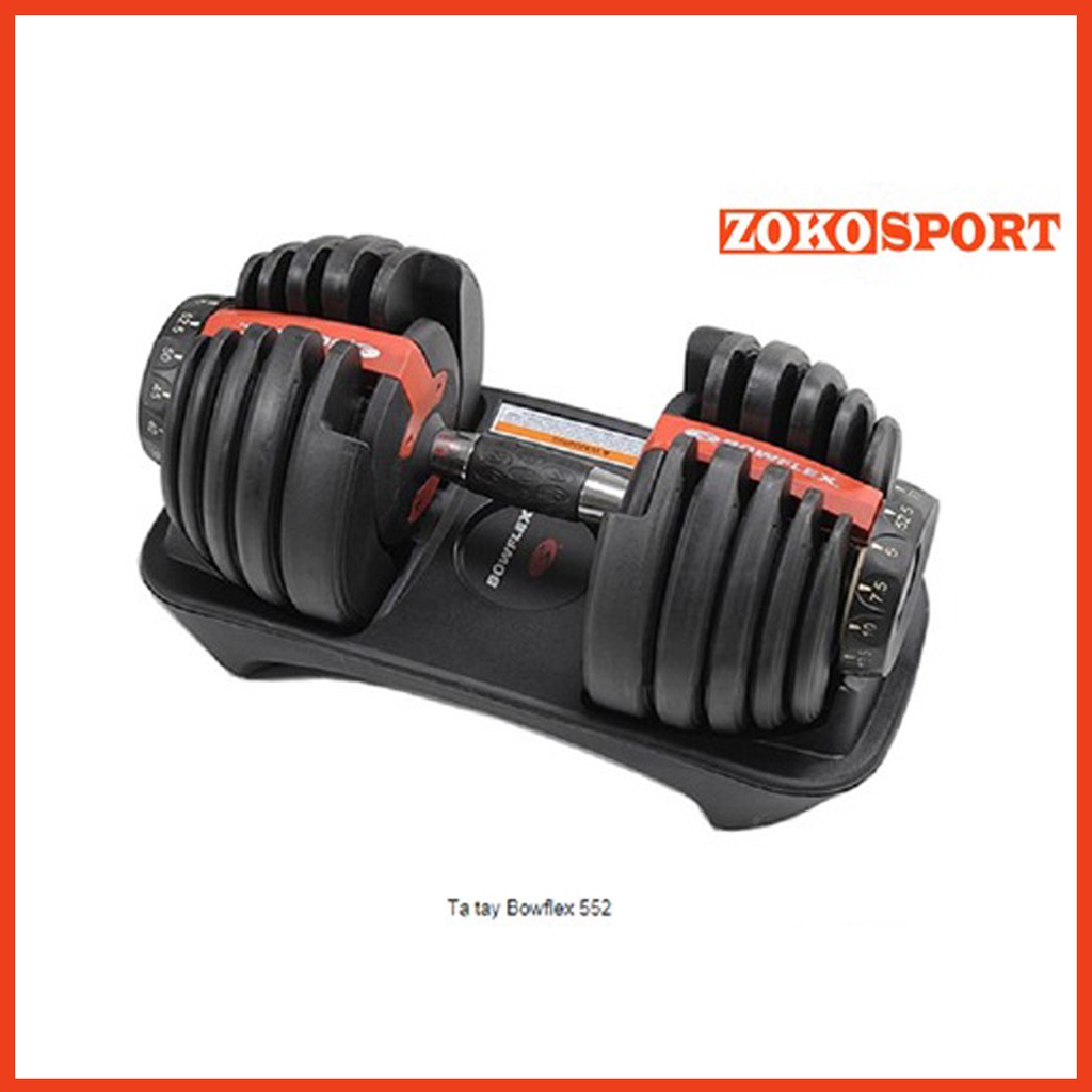 Tạ tay Bowflex 552 gồm 1 quả tạ điều chỉnh từ 2,2 đến 24kg