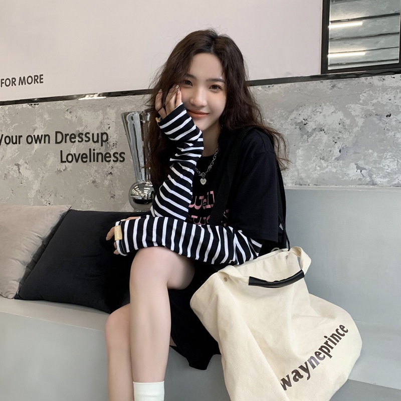 Găng Tay Dài Chống Nắng Bằng Cotton Thoáng Khí Họa Tiết Kẻ Sọc Chống Tia Cực Tím