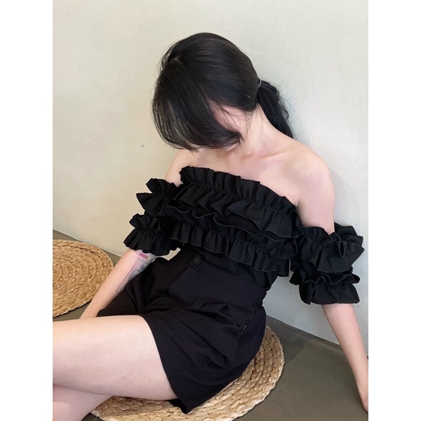 🌻 Áo Trễ Vai Tầng Bèo Nhún Bánh Bèo Siêu Cute - Mã: 380🌻