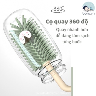 Cọ rửa bình sữa silicon cao cấp có đế phơi tay cầm xoay 360 độ - ảnh sản phẩm 5