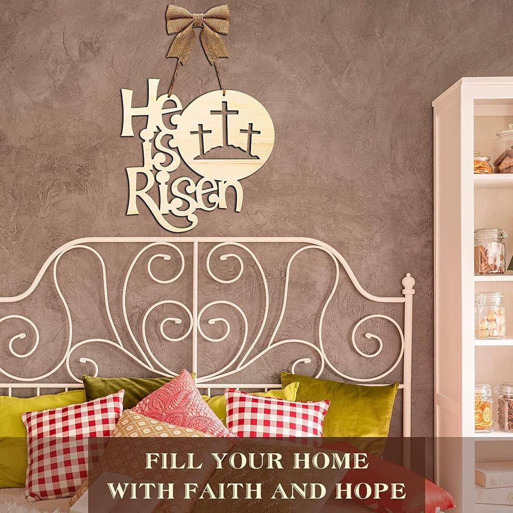 Biển Hiệu Treo Tường In Chữ He is Risen Độc Đáo Trang Trí Nhà Cửa