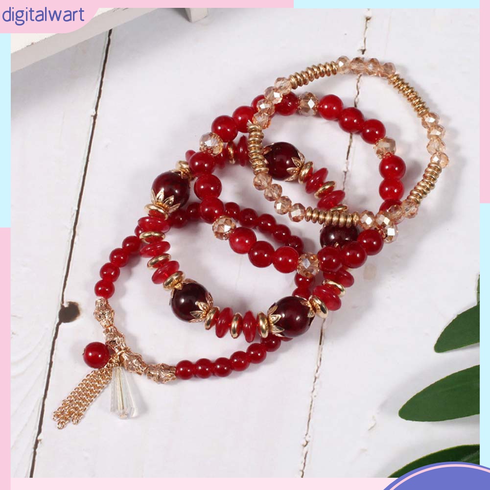 Set 4 Vòng Tay Chuỗi Hạt Phong Cách Boho Thời Trang Cho Nữ