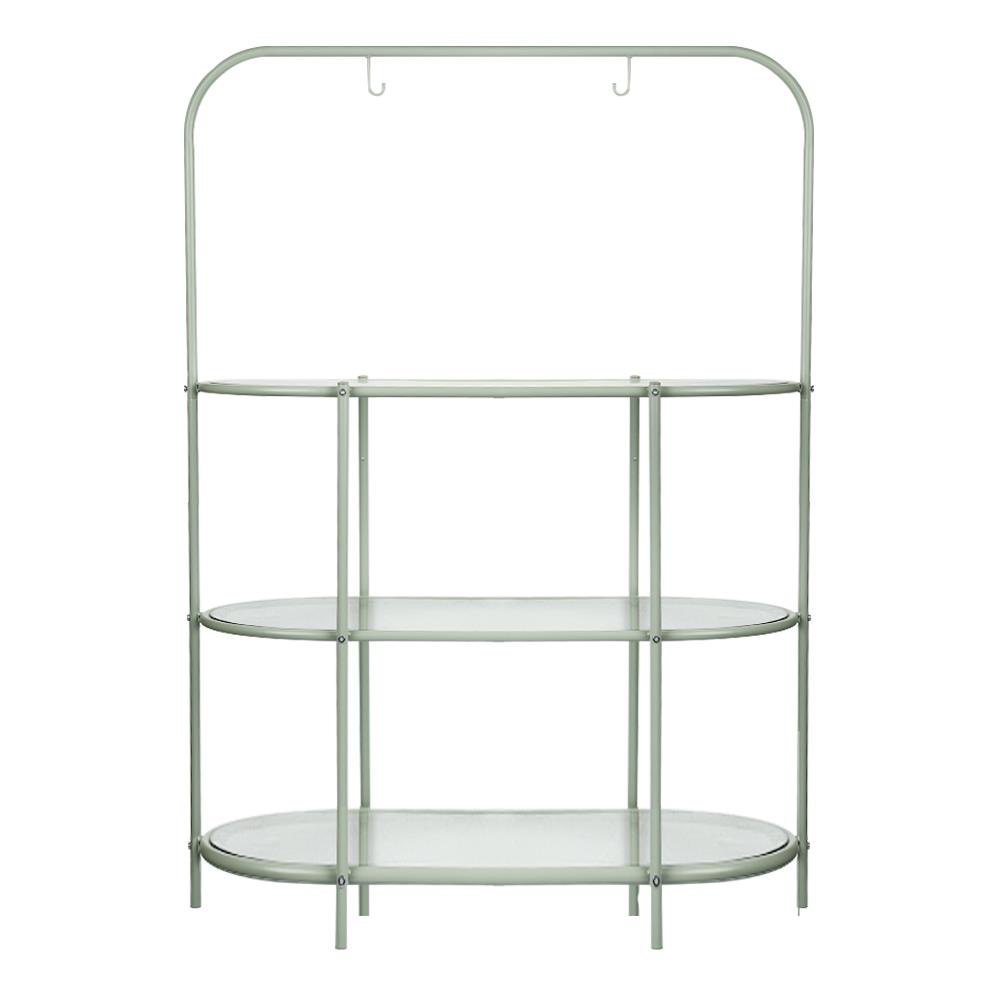 HomeBase FURDINI Bộ kệ bằng thép có kính cường lực W95x130xD45cm màu xanh lá nhạt