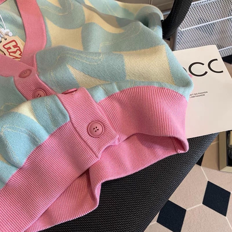 Áo Khoác Cardigan Đính Đá Màu Sắc Tương Phản Thời Trang  tao bao