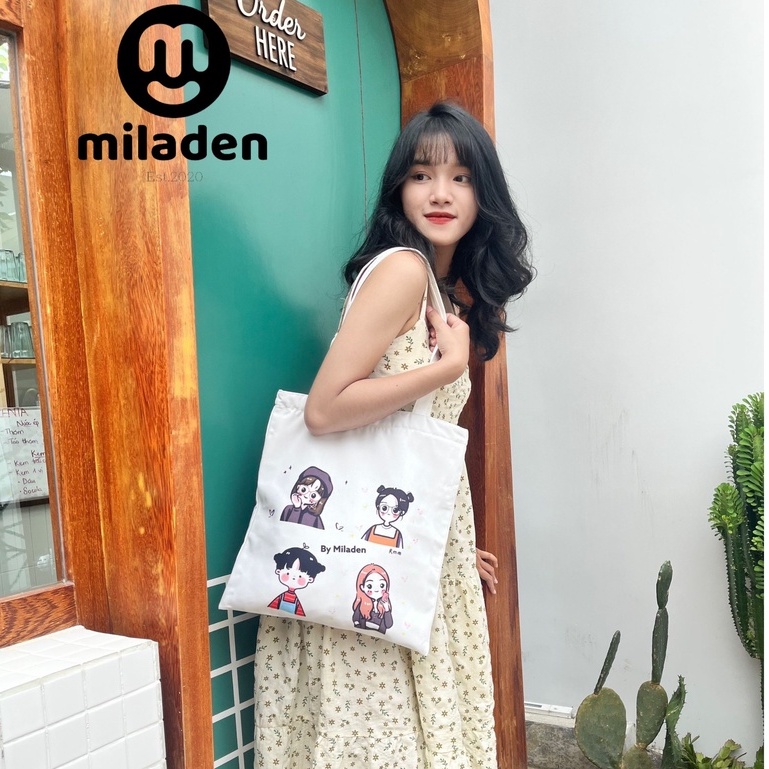 Túi Tote Vải Canvas Thiết Kế Cao Cấp By Miladen, Hộp Fullbox, Có Khóa Kéo, Vải Dày, Lớp Lót và Ngăn Nhỏ Miladen.