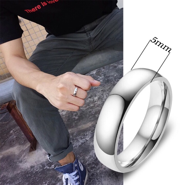 Nhẫn nam inox trơn cá tính