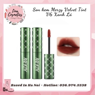Son Kem Merzy The First Velvet Tint Màu V6 Vỏ Xanh Lá