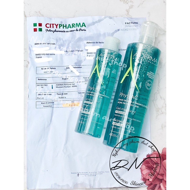 Sữa rửa mặt Aderma Phys-AC dầu mụn nhạy cảm